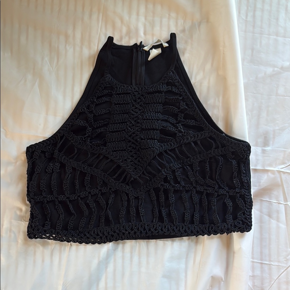 H&M Black Cropped Cut Out Tank Top